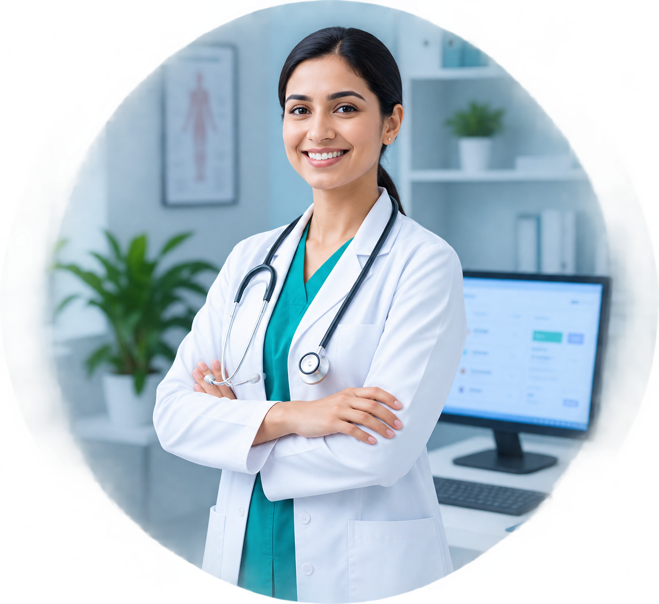 Doctor using a secure digital clinic workspace